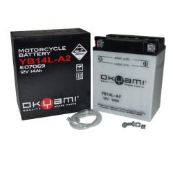 Okyami Battery YB14L-A2W/Acid for APRILIA Scarabeo 500 03-06 and other model Lead-Acid Batteries OKYAMI