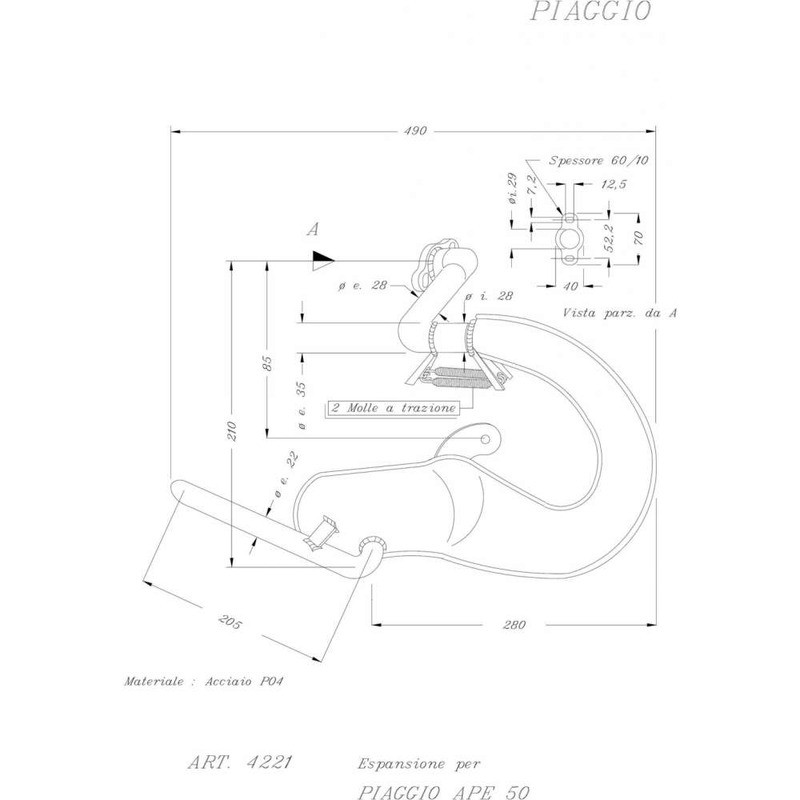 Exhaust Leovince Piaggioape 50 for PIAGGIO Ape 50 nd Exhausts LEOVINCE