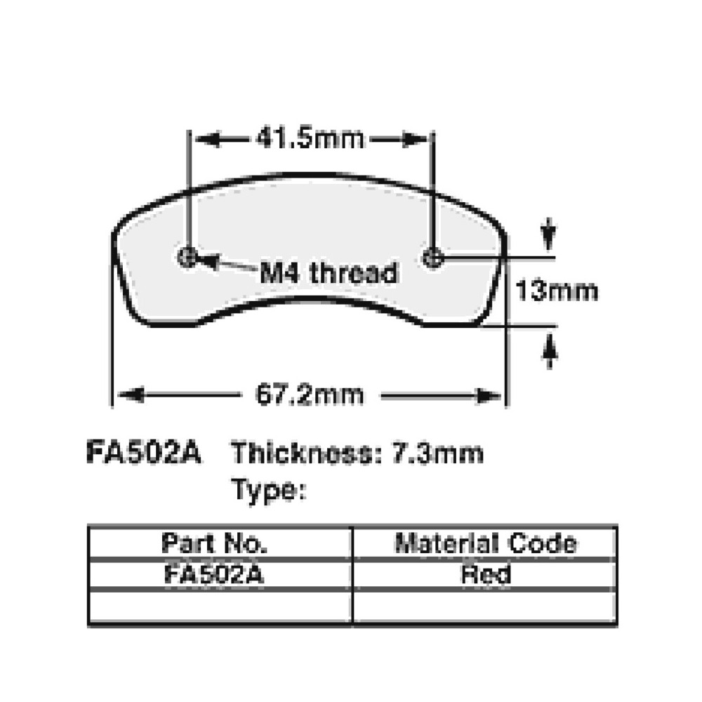 Kart Brake Pads 7,3 Mm REDFA502A Brake Pads EBC