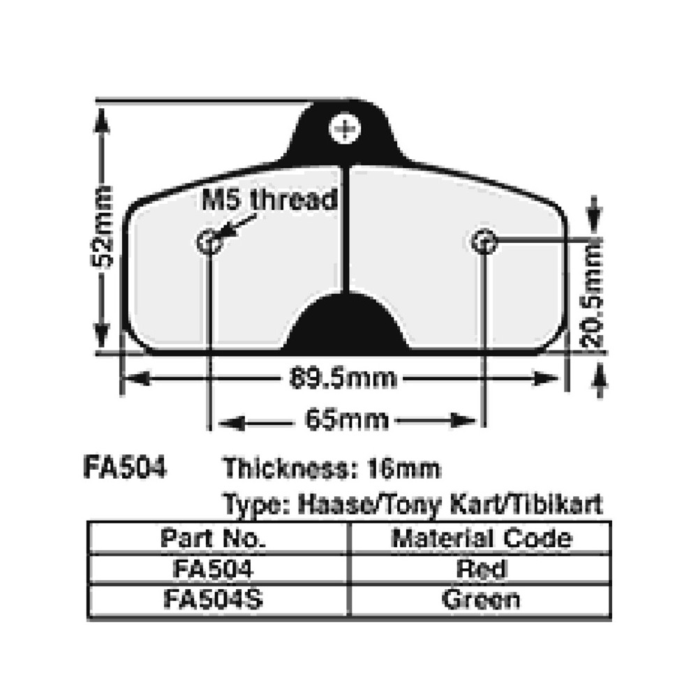 Kart Brake Pads 16 Mm REDFA504 Brake Pads EBC