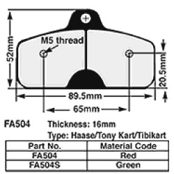 Kart Brake Pads 16 Mm REDFA504 Brake Pads EBC