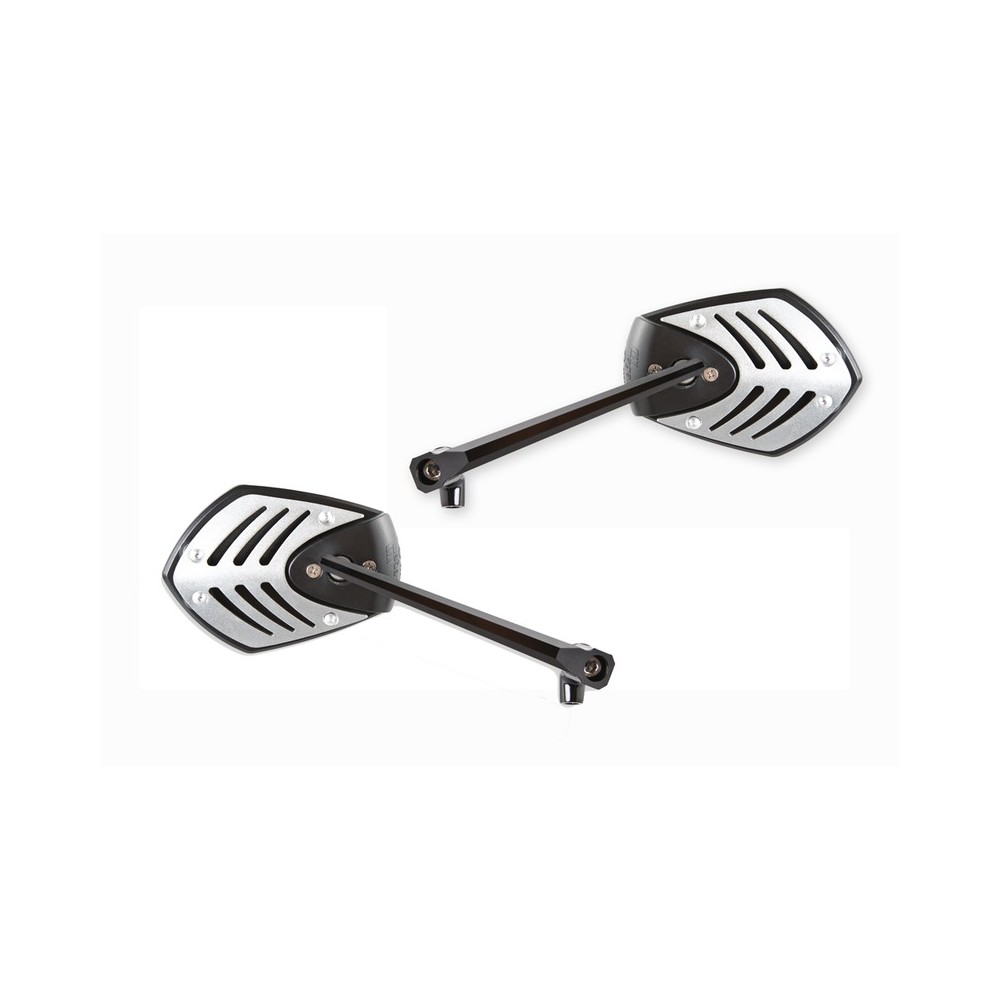 Coppia Specchi Bkr Argento Conbraccio Nero Rétroviseurs BKR