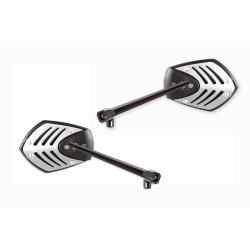 Coppia Specchi Bkr Argento Conbraccio Nero Rétroviseurs BKR