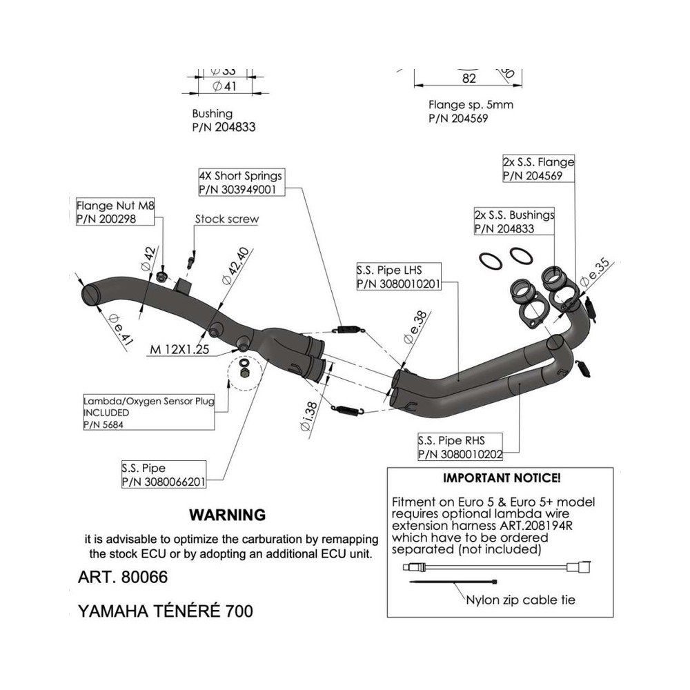 Exhaust Pipes Racing Yamahatenere 700 19- for YAMAHA Tenere 700 19- Collectors and fittings LEOVINCE