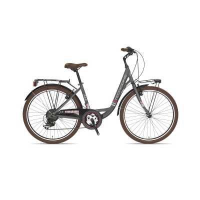 Vélo de ville Tecnobike 755 Adele pour femme, cadre en aluminium 26 pouces, Shimano 6V Ville Tecnobike
