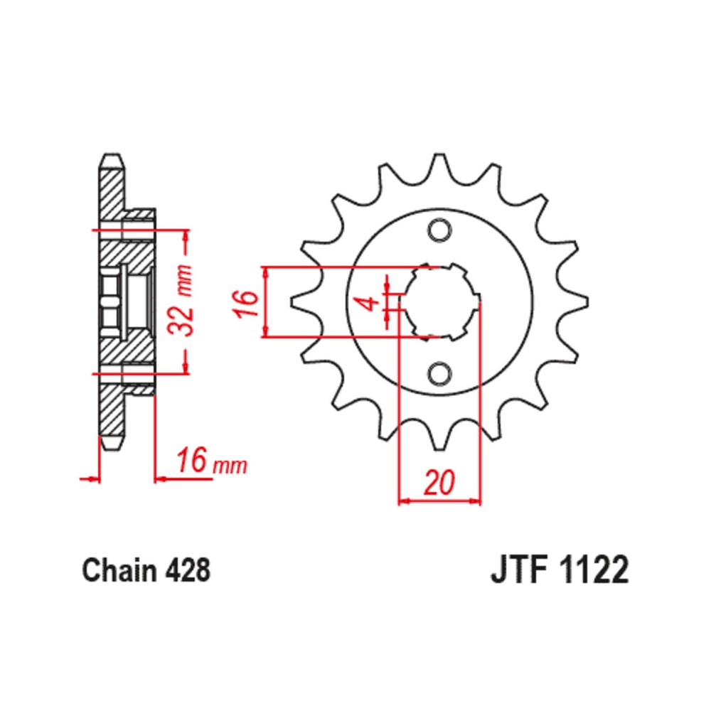 Pignone Jt 1122 z14 per BETA RR 125 Enduro 4T 21-23 Pignoni JT