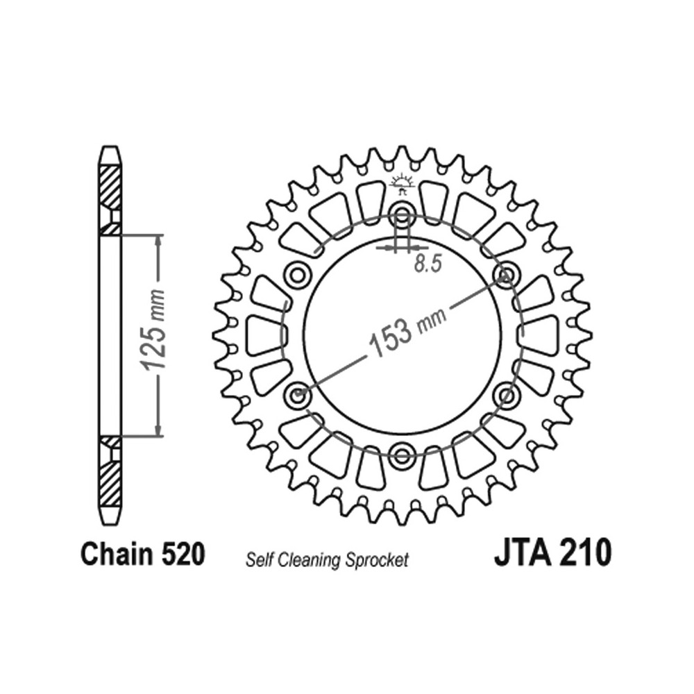 Alu.Rear Sprocket 7075T6 JTA210 z48 Blk for HONDA CRF 450R 04- and other model Crowns JT
