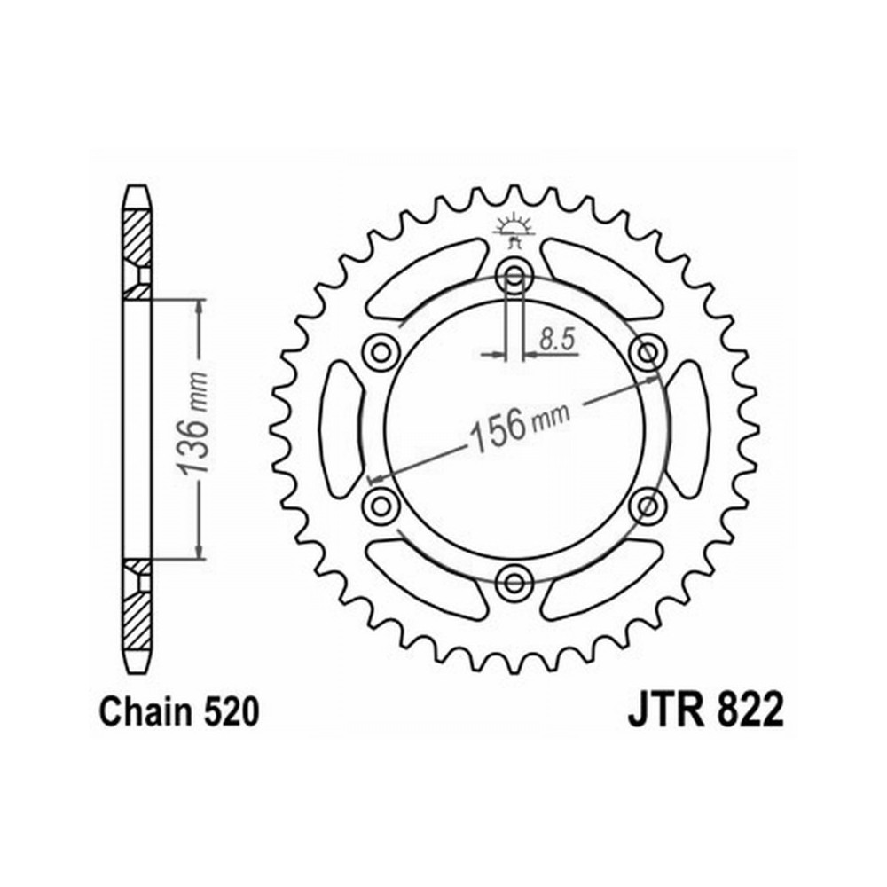 Alu.Rear Sprocket 7075T6 JTA822 z52 Blk for BETA RR 250 05-07 and other model Crowns JT