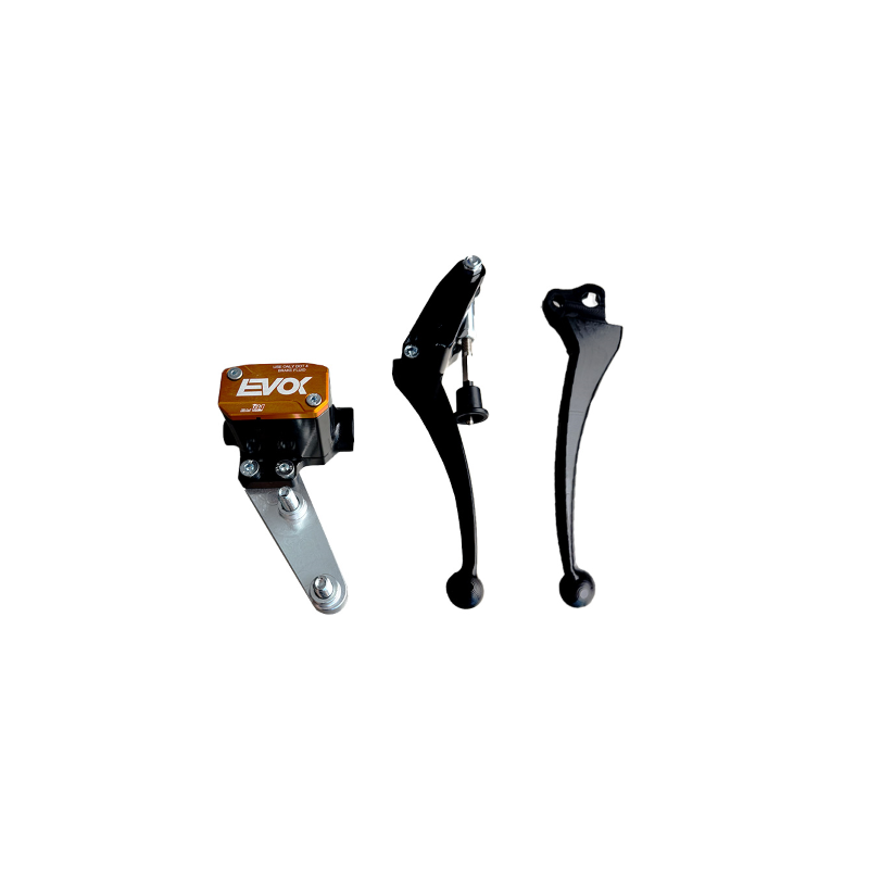 BOMBA DE FRENO EVOK IRON BRAKE P11 PARA VESPA PK - NEGRA Y NARANJA Bombas de freno Evok