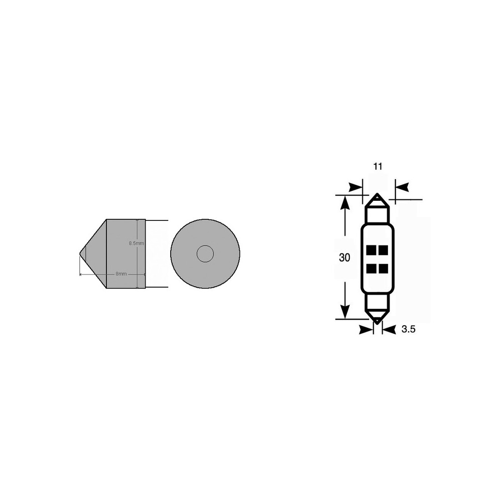 Blister 2 Led Bulb 12V SV8,5 Lampade LED OKYAMI