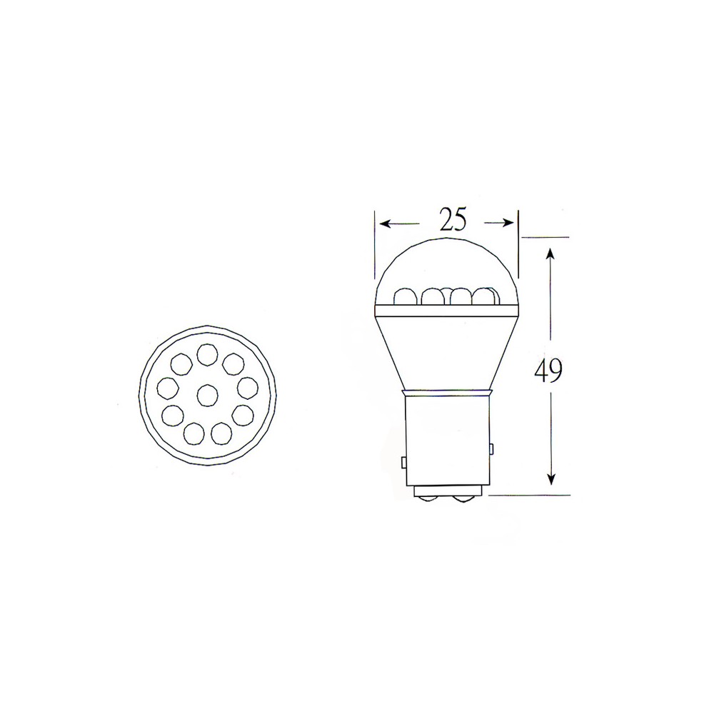 Blister 2 Lamp.Led 12V BAY15DS25 Rossa Biluce Lampade LED OKYAMI