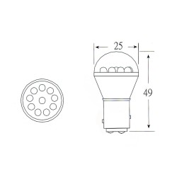Blister 2 Lamp.Led 12V BAY15DS25 Rossa Biluce Lampade LED OKYAMI