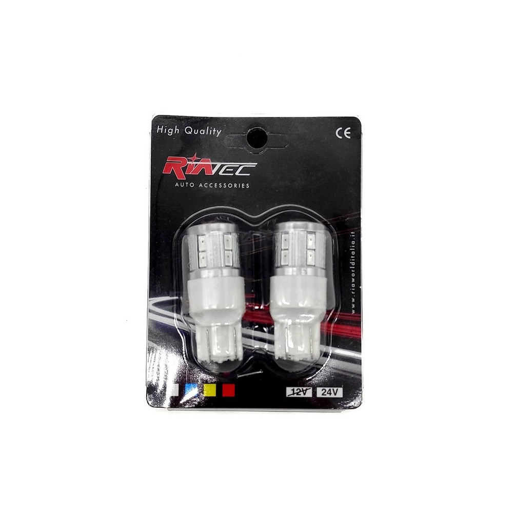 Blister 2 Lamp.Led T20 12V0,46W W3X16d Rossa Lampade Siluro RIATEC