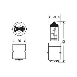 Lampada Osram S2 12V 3535WBA20D Scatola Original Line Lampade Alogene OSRAM