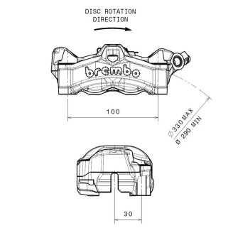 Pinza Freno Brembo Radiale Dxstylema 30MM Interasse 100MM Pinze Freno Brembo