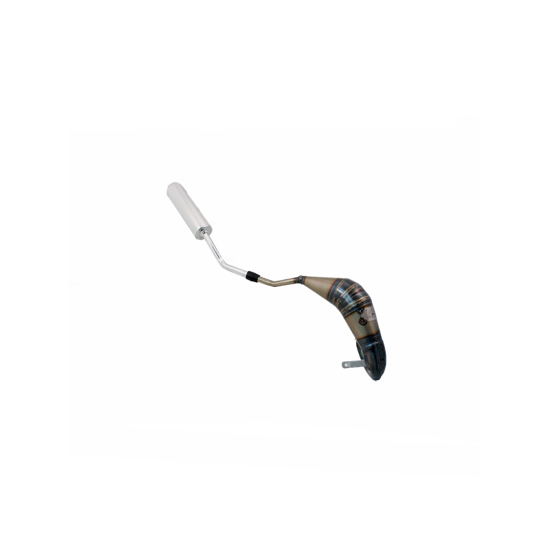 Sistema de escape Evok Iron Pipe soldado a mano con silenciador corto de Inox y Alu para Rieju MRT 50 09-22 Terminali Evok