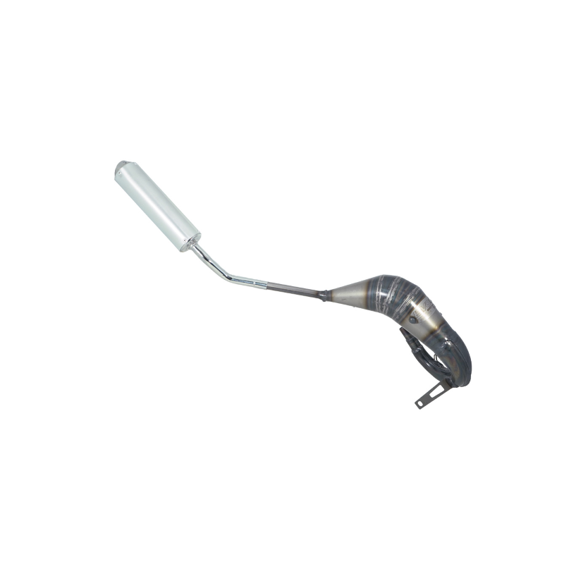 Sistema de escape Evok Iron Pipe soldado a mano con silenciador corto de Inox y Alu para Fantic Caballero XE-XM 50 17-25 Terminali Evok