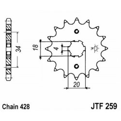 Pignone Jt 259 z14 per HONDA CG 125 06- e altri modelli Pignoni JT
