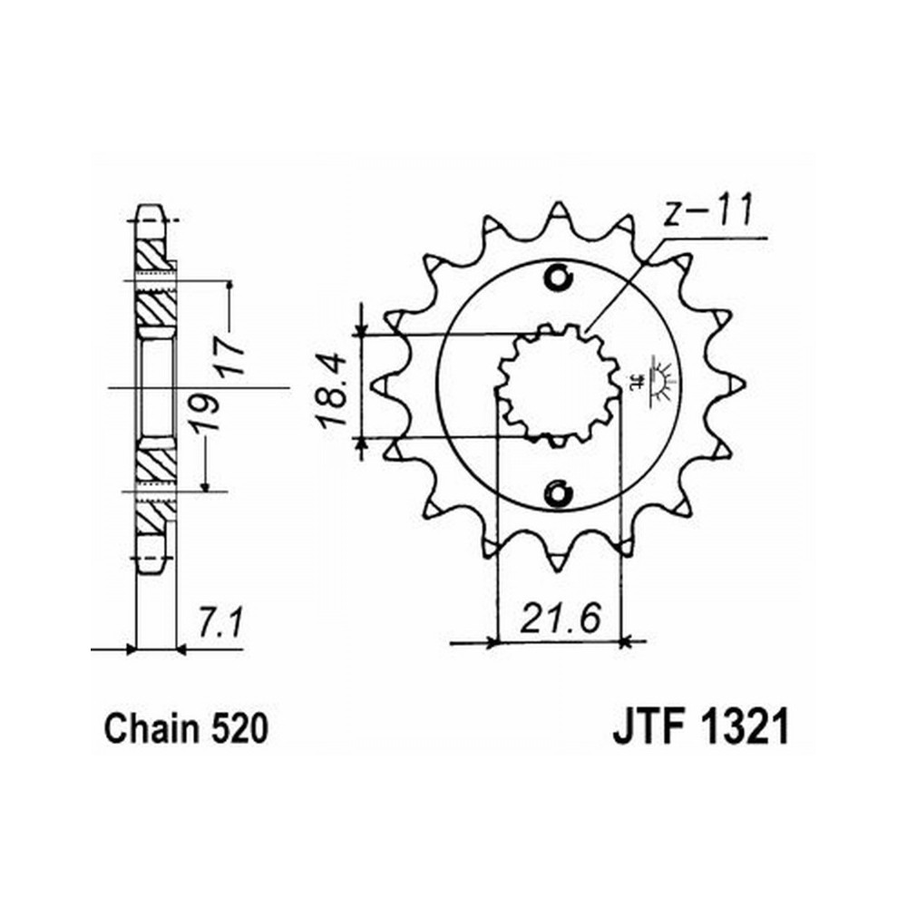 Piñón Jt 1321 z14 Amortiguado para HONDA Rebel 300 17- y otros modelos Piñones JT