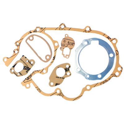 Gaskets | Gaskets seal the joints between engine components, preventing oil leaks or loss of compression between crankcase, cylinder, head and stator cover. They are wear parts that need replacing every time the engine is opened, whether for routine servicing or a rebuild.This category includes stator gaskets, complete top-end and engine gasket sets, cylinder base and exhaust gaskets, plus sheets of gasket paper in different thicknesses to cut to size. Brands stocked include Artein, RMS, RMS Classic, Evok, Goetze and Athena. Pick the right one by bike model and engine size, by thickness, or by matching the original part code.