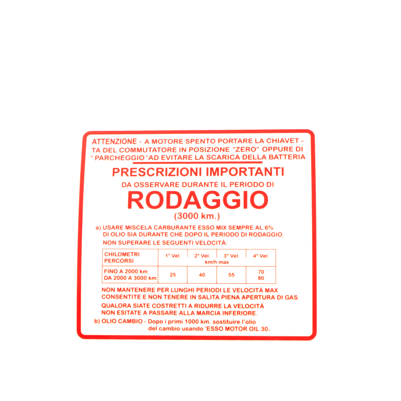 RMS Classic Einfahren Aufkleber Piaggio Vespa Gs 150 610292M Sonstiges Rms Classic