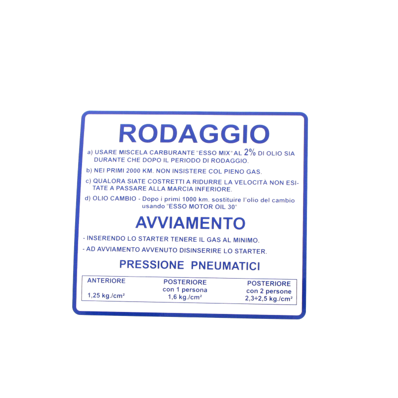 Placa de rodaje RMS Classic Piaggio Vespa Small Frame 610170M003 Otros Rms Classic