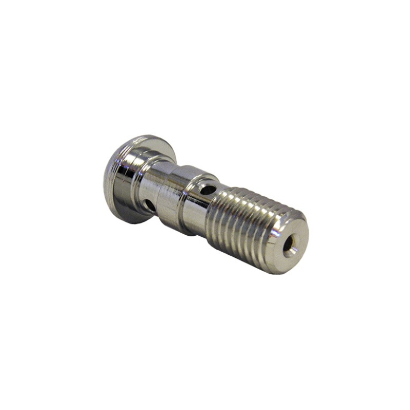 Tornillo banjo doble abombado M10x1.25, cromo Latiguillos de Freno Evok