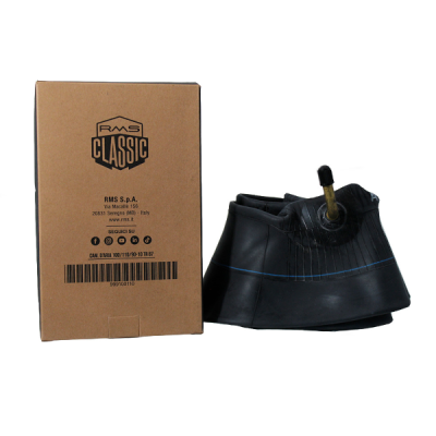 Inner Tubes | The inner tube is the inflatable rubber tube fitted inside the tyre that holds the air pressure needed for a motorcycle or scooter to ride correctly. It needs replacing when the tyre is punctured, worn, or when a new tyre requiring a tube is mounted, to avoid pressure loss and handling problems on the road.Here you find inner tubes from Kenda, RMS, RMS Classic, Continental and EUROGRIP, in different sizes for scooter, motorcycle and moped wheels, with straight or angled TR valves. To pick the right one, check the size marked on the sidewall of the fitted tyre, for example 2.75-16 or 3.50-10, and match it with the size shown in the product listing.