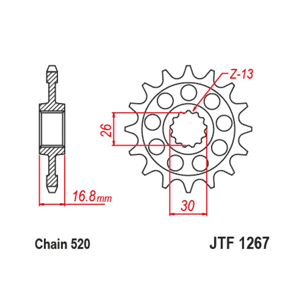 Pignone Jt 1267 z16 per HONDA HornetTransalp 750 23- Ritzel JT