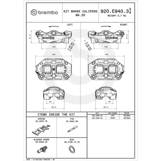 Pinza Freno Brembo Radiale Sxhypure 30MM Interasse 100MM per DUCATI PanigaleStreetfighter V2V4 24- e altri modelli Bremssättel Brembo