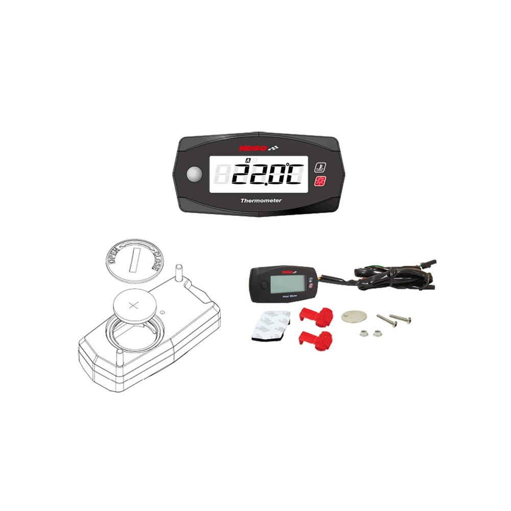 INDICATORE TEMPERATURA MINI4A BATTERIA - DOPPIO SENSORE  KOSO