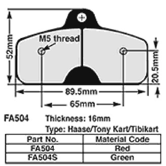 PASTIGLIE KART 16 mm GREENFA504S Kart Hasse EBC