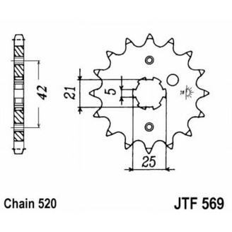 PIGNONE JT 569 z14 Kawasaki KLX 250 91-99 JT