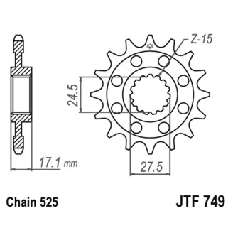 PIGNONE JT 749 z15 Ducati 1199 Panigale/S/R 12-16 JT