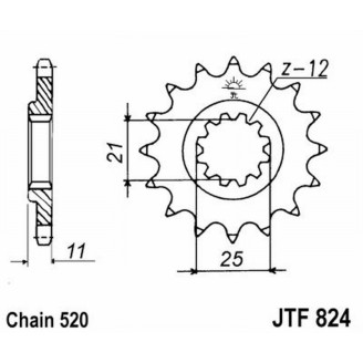 PIGNONE JT 824 z12 Husqvarna 250/510/610 TC 90-08 JT