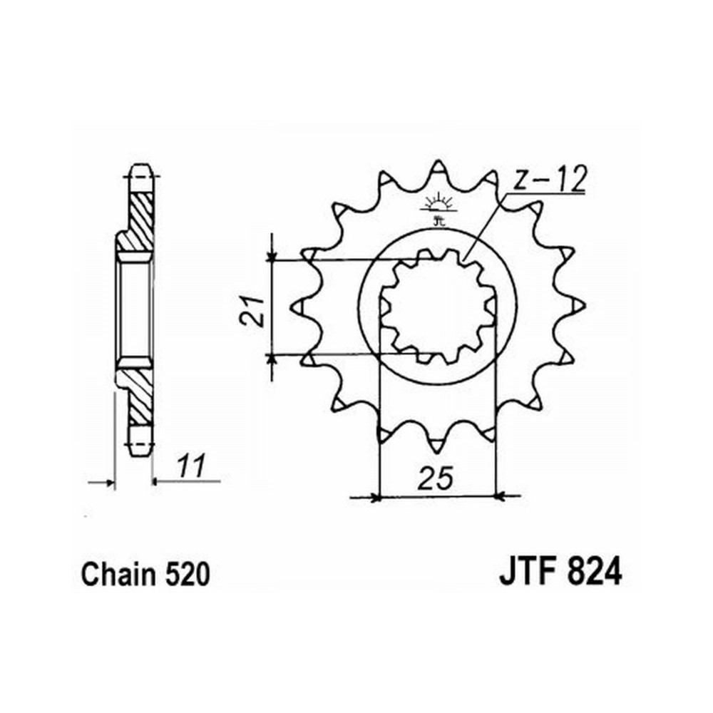 PIGNONE JT 824 z12 Husqvarna 250/510/610 TC 90-08 JT