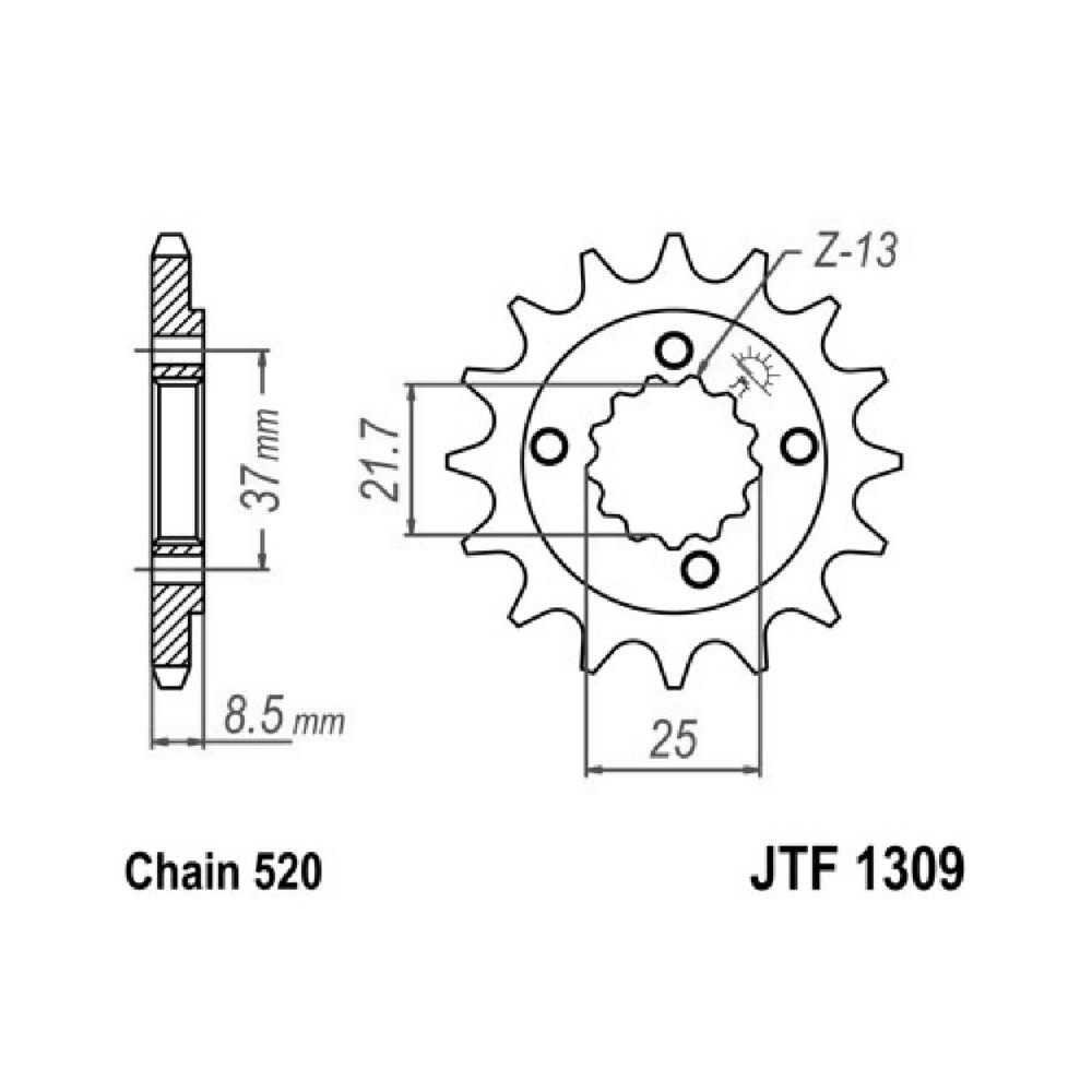 PIGNONE JT 1309 z13 TRX400X 05- JT