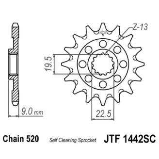 PIGNONE JT 1442 z13 SC Suzuki RM-Z 250 13- JT