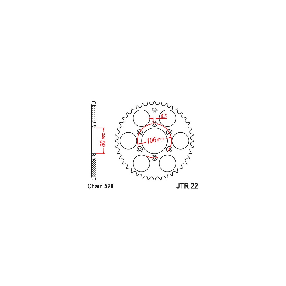 CORONA JT 22 z42 Aprilia RX 125 95-02 JT