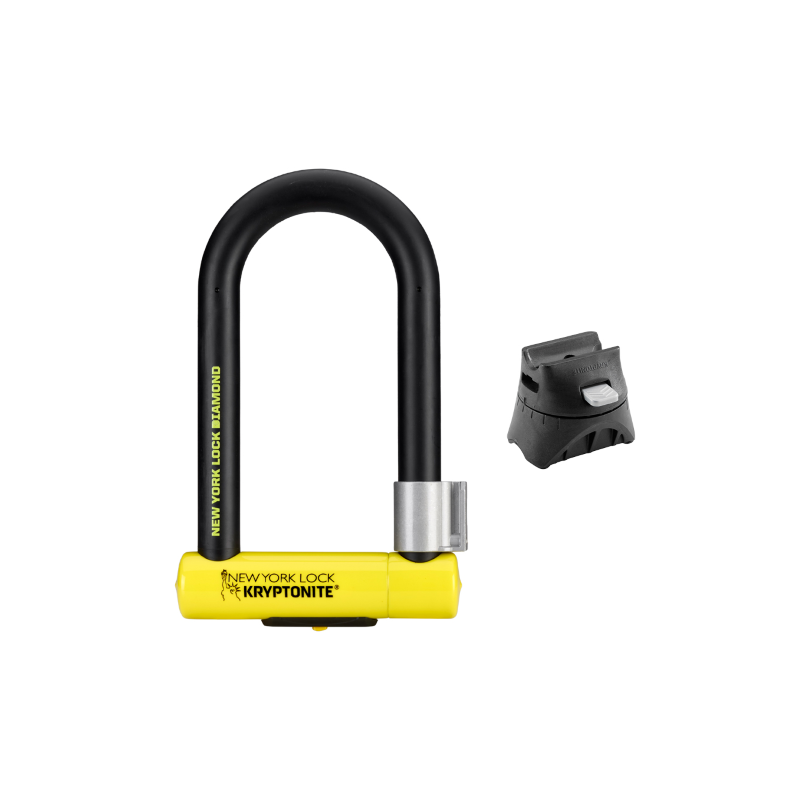 Lucchetto U-Lock New York Diamond Standard Con Supporto Flex-Frame - Nero Giallo Lucchetti e Catene Kryptonite