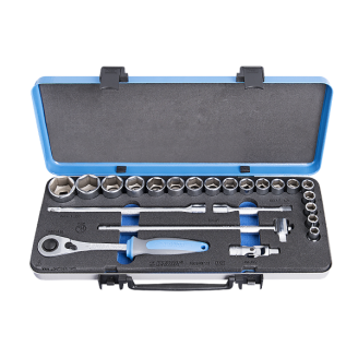 Coffret métal de douilles 12 6 pans avec accessoires gainage BI - 190BI6P23 Outils et ustensiles Unior