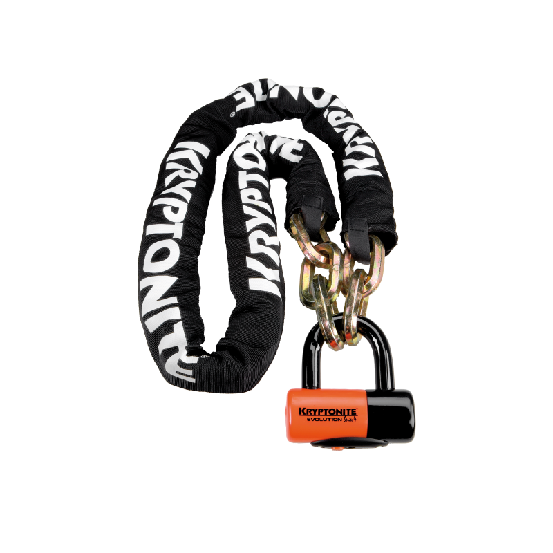 Cadena NEW YORK y candado EVOLUTION SERIES 4 - 170 cm, negro naranja Candados y cadenas para bicicletas Kryptonite