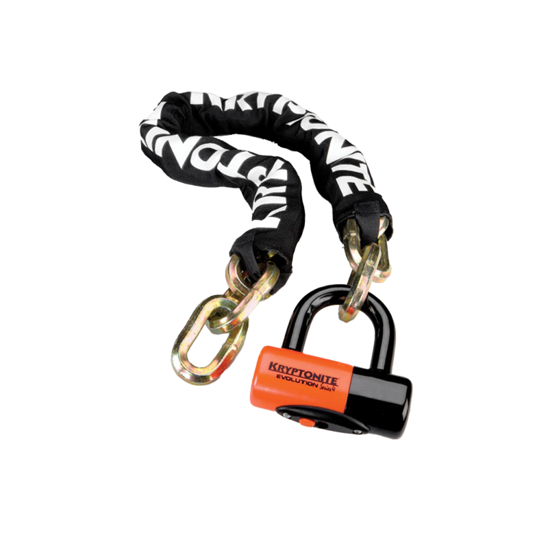 Cadena NEW YORK y candado EVOLUTION SERIES 4 - 100 cm, negro naranja Candados y cadenas para bicicletas Kryptonite