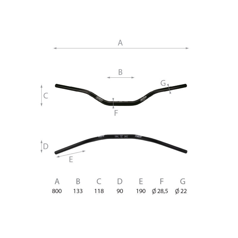 Manillar de carretera Domino L - 800 mm Mancuernas Domino