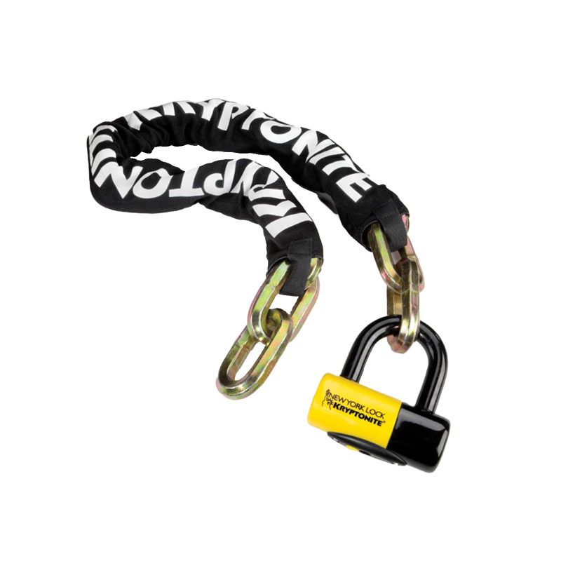 Cadena NEW YORK FAHGETTABOUDIT 1410 y candado NEW YORK - negro amarillo Candados y cadenas para bicicletas Kryptonite