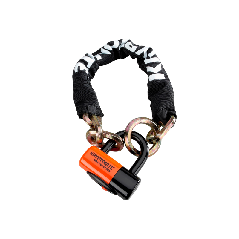 Cadena NEW YORK NOOSE 1275 y candado EVOLUTION SERIES 4 - negro naranja Candados y cadenas para bicicletas Kryptonite