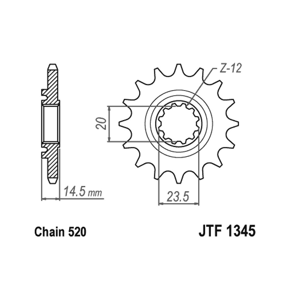 PIGNONE JT 1345 z13 RBAMMORTIZZATO Honda CRF 450L 19- JT