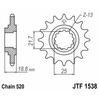 PIGNONE JT 1538 z15 RBAMMORTIZZATO Kawasaki Z750 04-10 JT