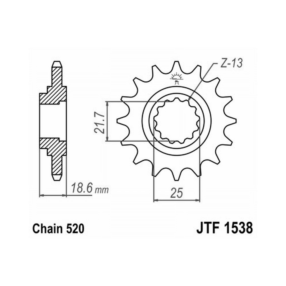 PIGNONE JT 1538 z15 RBAMMORTIZZATO Kawasaki Z750 04-10 JT