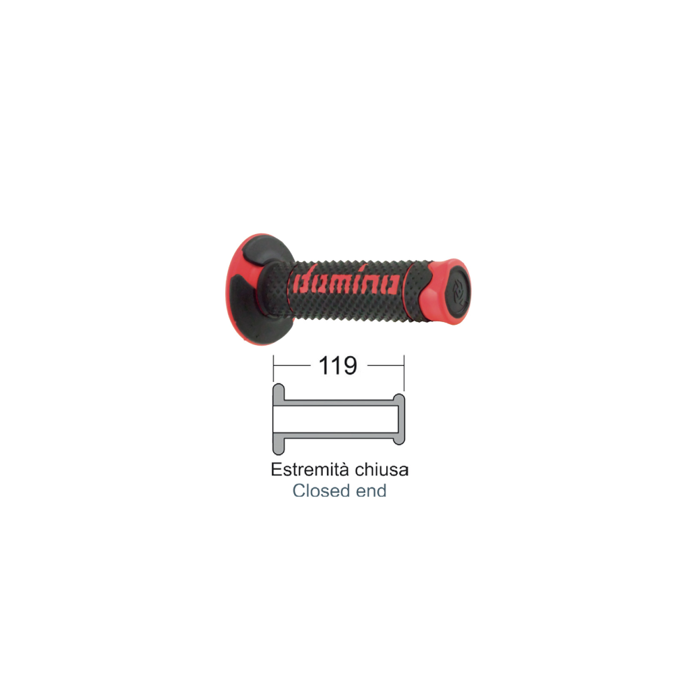 Manopole Domino Off-Road Nero/Rosso